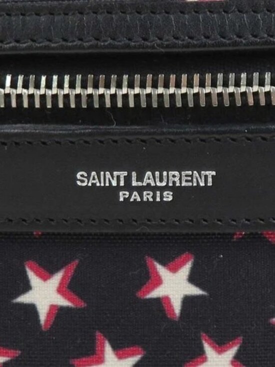 Auth SAINT LAURENT Backpack Black/White/Red Canvas/Silvertone - h31472g main image 8